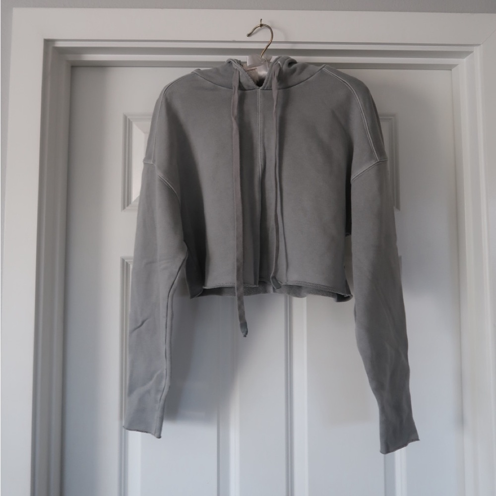 ALO Yoga Light Gray Cropped Hoodie